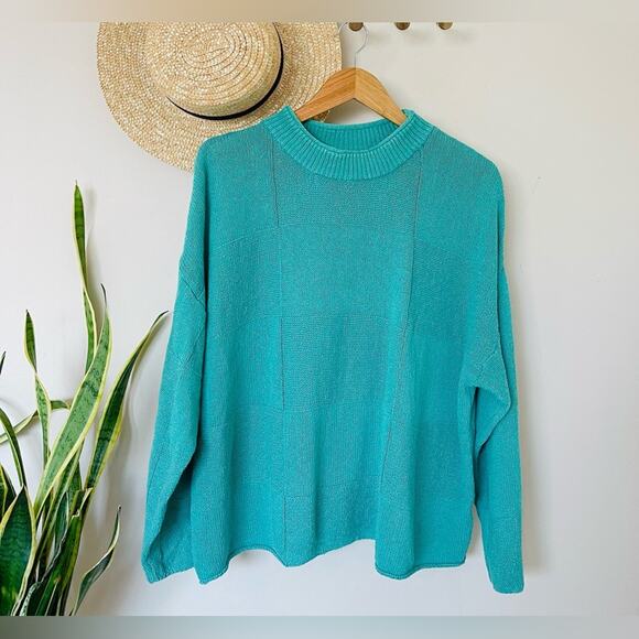 FP Beach Andy Pullover Kelly Green Sweater, Cropped, Boxy Oversized - Picture 2 of 5